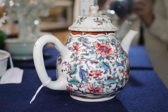 A Chinese Export famille rose teapot and cover, 18th century